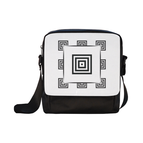 Solid Squares Frame Mosaic Black & White Crossbody Nylon Bags (Model 1633)