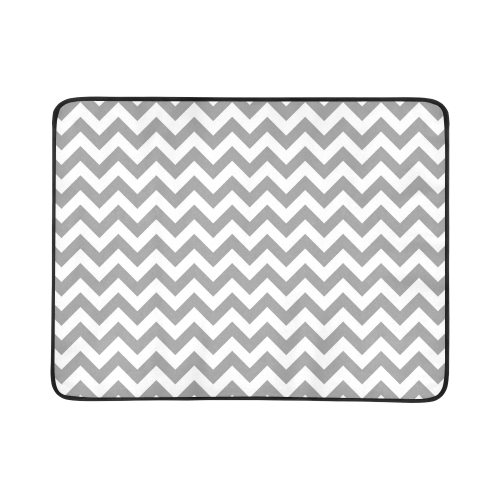 Grey and white zigzag chevron Beach Mat 78"x 60"