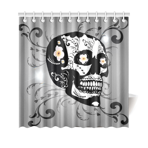 Wonderful sugar skull in black and white Shower Curtain 69"x70"