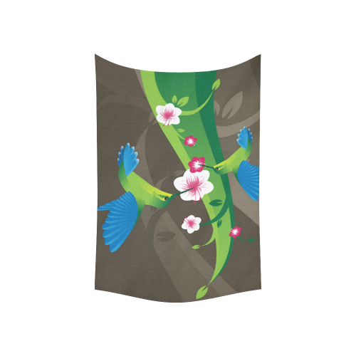 Hummingbird Cotton Linen Wall Tapestry 60"x 40"