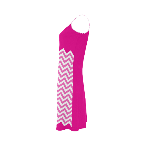 HIPSTER zigzag chevron pattern white Alcestis Slip Dress (Model D05)