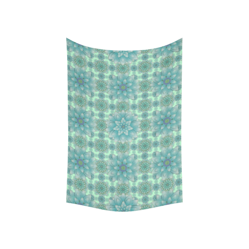 Turquoise Happiness Cotton Linen Wall Tapestry 60"x 40"