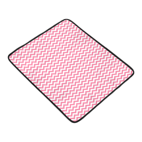 Pink and white small zigzag chevron Beach Mat 78"x 60"