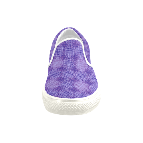 FLOWER OF LIFE stamp pattern purple violet Men's Slip-on Canvas Shoes (Model 019)