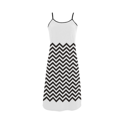 HIPSTER zigzag chevron pattern black & white Alcestis Slip Dress (Model D05)