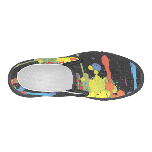 Crazy multicolored running SPLASHES Men's Slip-on Canvas Shoes (Model 019)