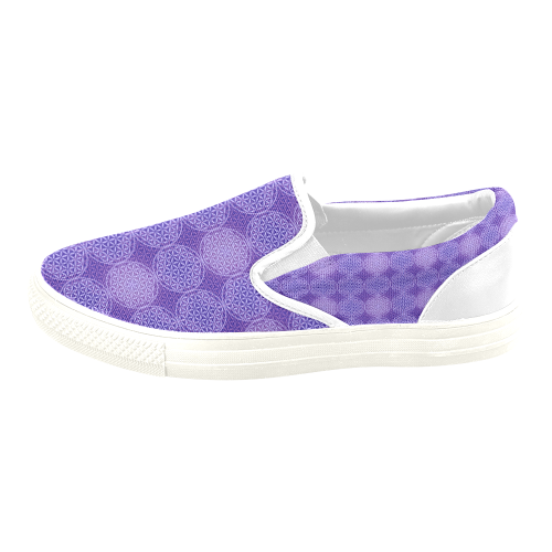 FLOWER OF LIFE stamp pattern purple violet Men's Slip-on Canvas Shoes (Model 019)