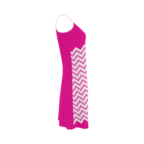 HIPSTER zigzag chevron pattern white Alcestis Slip Dress (Model D05)