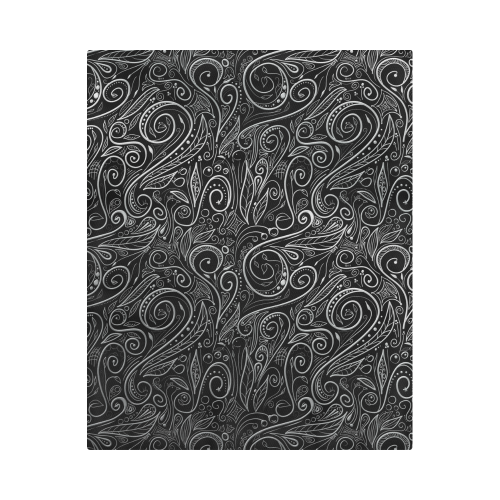 A elegant floral damasks in  silver and black Duvet Cover 86"x70" ( All-over-print)