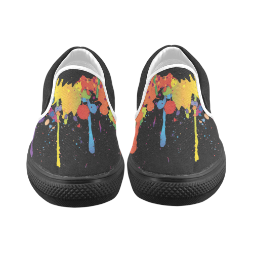 Crazy multicolored running SPLASHES Men's Unusual Slip-on Canvas Shoes (Model 019)