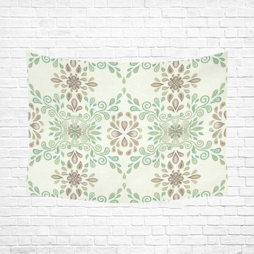 Green ornaments Cotton Linen Wall Tapestry 80"x 60"