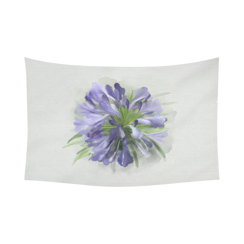 Purple Flower Cotton Linen Wall Tapestry 90"x 60"