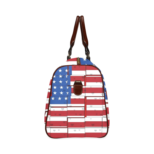 USA Pattern by Nico Bielow Waterproof Travel Bag/Large (Model 1639)