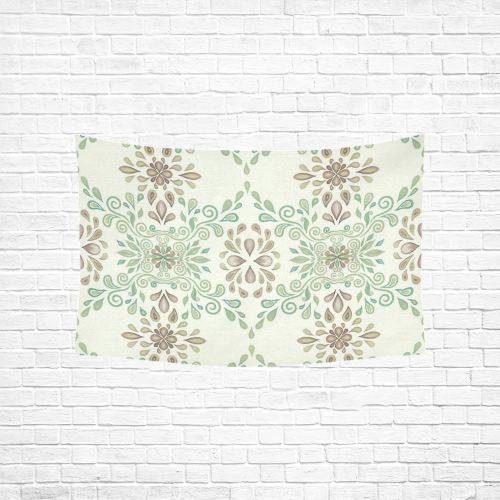 Green ornament Cotton Linen Wall Tapestry 60"x 40"