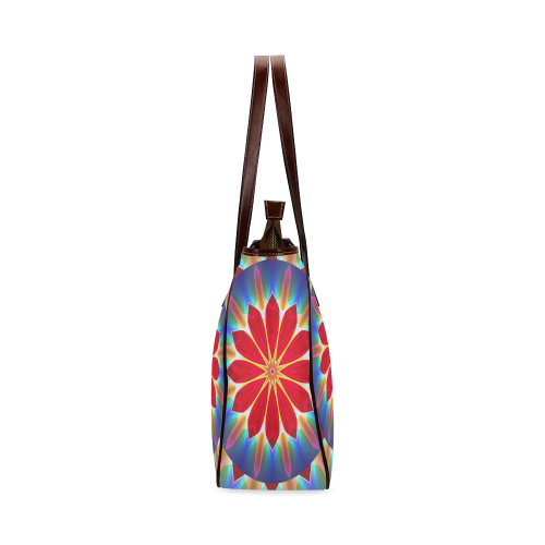 Blue Ice Flowers Red Abstract Modern Petals Zen Classic Tote Bag (Model 1644)