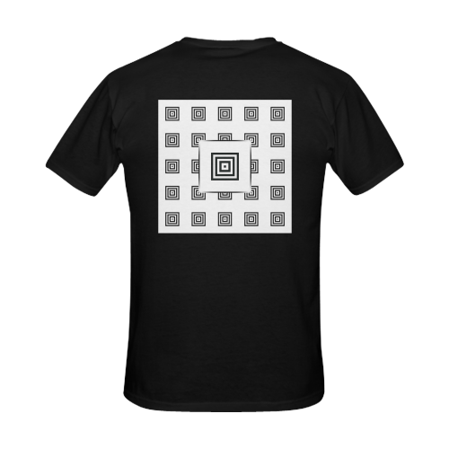 Solid Squares Frame Mosaic Black & White Men's Slim Fit T-shirt (Model T13)