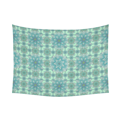 Turquoise Happiness Cotton Linen Wall Tapestry 80"x 60"