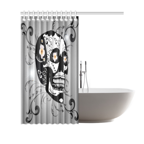 Wonderful sugar skull in black and white Shower Curtain 69"x70"