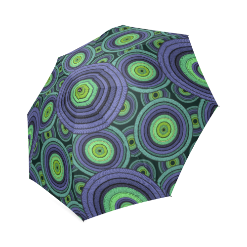 Green and Blue Stitched Foldable Umbrella (Model U01)