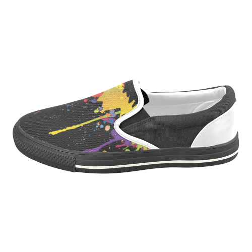 Crazy multicolored running SPLASHES Men's Unusual Slip-on Canvas Shoes (Model 019)