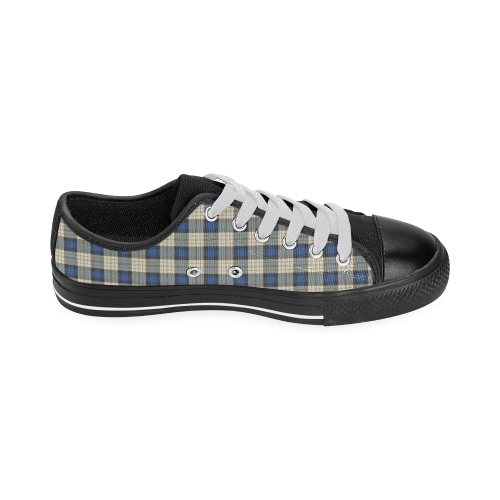 Classic Tartan Squares Fabric - blue beige Men's Classic Canvas Shoes (Model 018)