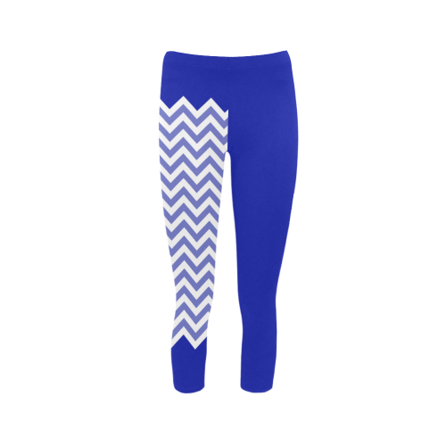 HIPSTER zigzag chevron pattern white Capri Legging (Model L02)