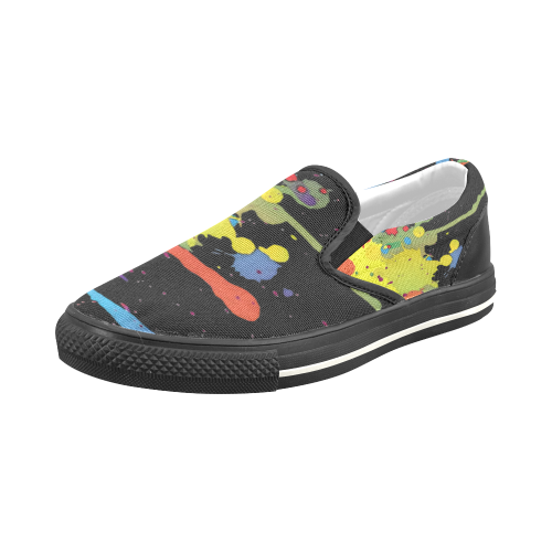 Crazy multicolored running SPLASHES Men's Slip-on Canvas Shoes (Model 019)