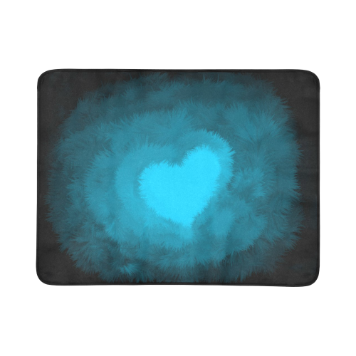 Blue Fluffy Heart Beach Mat 78"x 60"