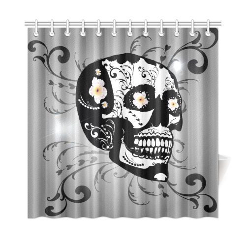 Wonderful sugar skull in black and white Shower Curtain 72"x72"
