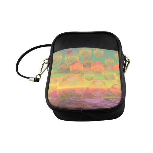 Autumn Ruminations, Abstract Gold Rose Glory Sling Bag (Model 1627)