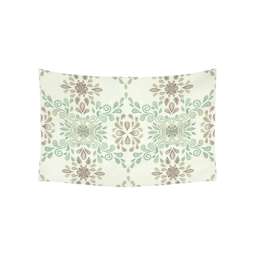Green ornament Cotton Linen Wall Tapestry 60"x 40"
