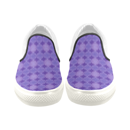 FLOWER OF LIFE stamp pattern purple violet Men's Unusual Slip-on Canvas Shoes (Model 019)