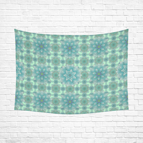 Turquoise Happiness Cotton Linen Wall Tapestry 80"x 60"