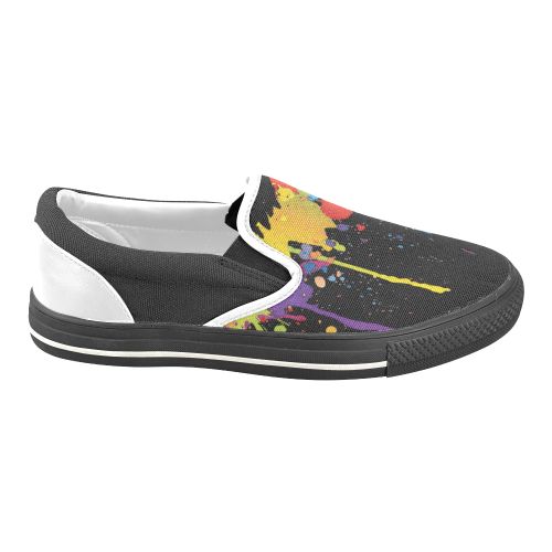 Crazy multicolored running SPLASHES Men's Unusual Slip-on Canvas Shoes (Model 019)