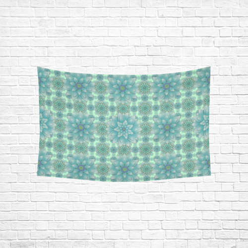 Turquoise Happiness Cotton Linen Wall Tapestry 60"x 40"