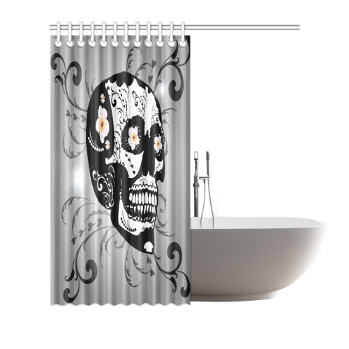 Wonderful sugar skull in black and white Shower Curtain 72"x72"