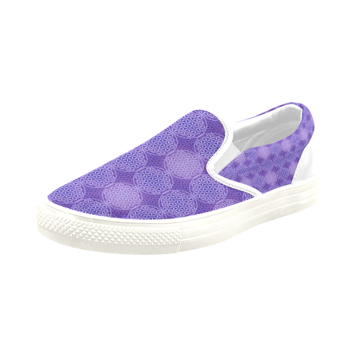 FLOWER OF LIFE stamp pattern purple violet Men's Slip-on Canvas Shoes (Model 019)