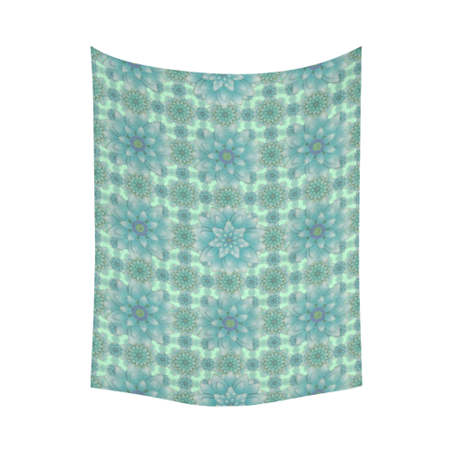 Turquoise Happiness Cotton Linen Wall Tapestry 80"x 60"