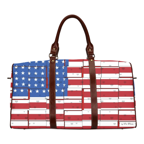 USA Pattern by Nico Bielow Waterproof Travel Bag/Large (Model 1639)