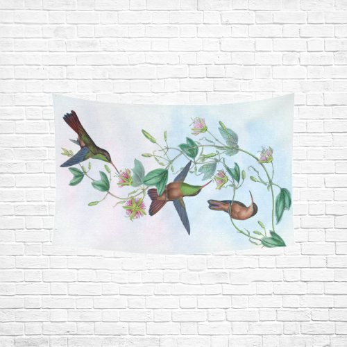 Hummingbird Cotton Linen Wall Tapestry 60"x 40"