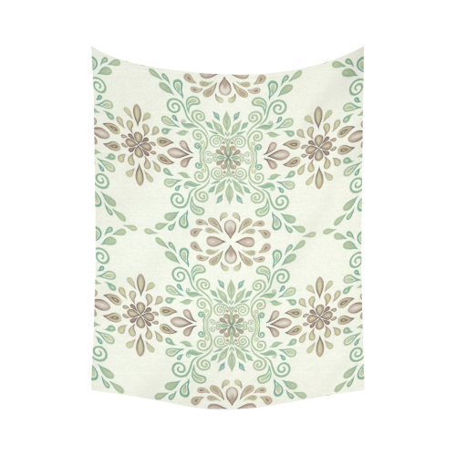 Green ornaments Cotton Linen Wall Tapestry 80"x 60"