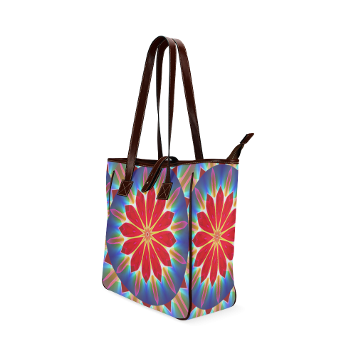 Blue Ice Flowers Red Abstract Modern Petals Zen Classic Tote Bag (Model 1644)