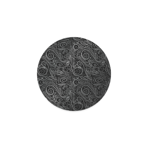 A elegant floral damasks in  silver and black Round Coaster