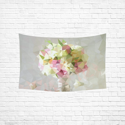 Low Poly Pastel Flowers Cotton Linen Wall Tapestry 60"x 40"