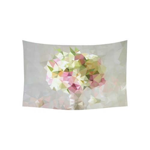 Low Poly Pastel Flowers Cotton Linen Wall Tapestry 60"x 40"