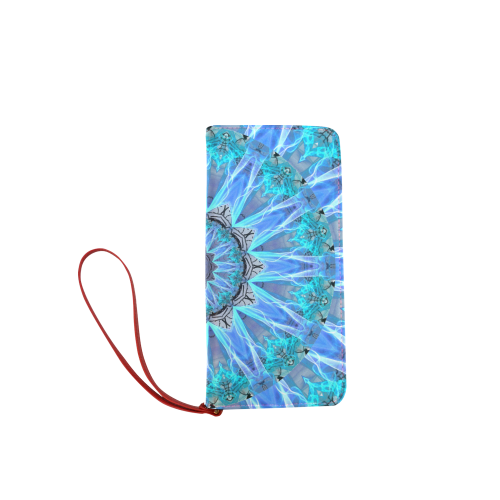 Sapphire Ice Flame, Cyan Blue Crystal Wheel Women's Clutch Wallet (Model 1637)