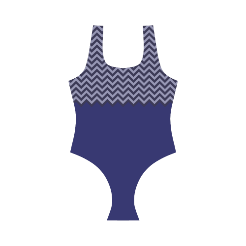 Chevron ZigZag black & white transparent Vest One Piece Swimsuit (Model S04)