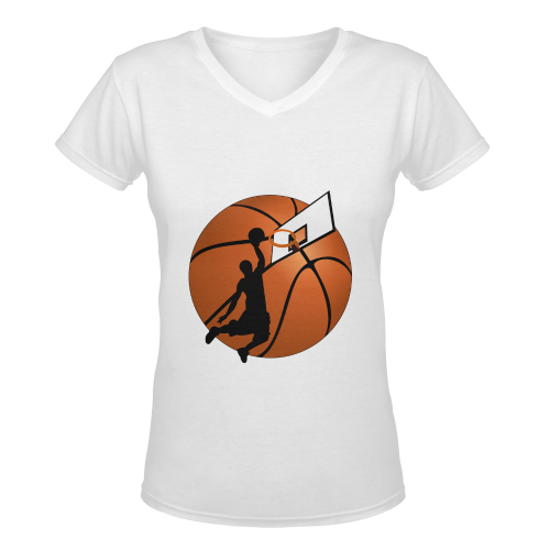 Slam Dunk Basketball Player Women's Deep V-neck T-shirt (Model T19)