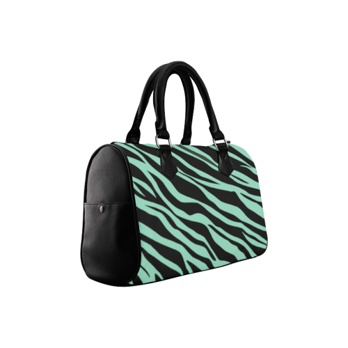 Mint Green Zebra Stripes Boston Handbag (Model 1621)