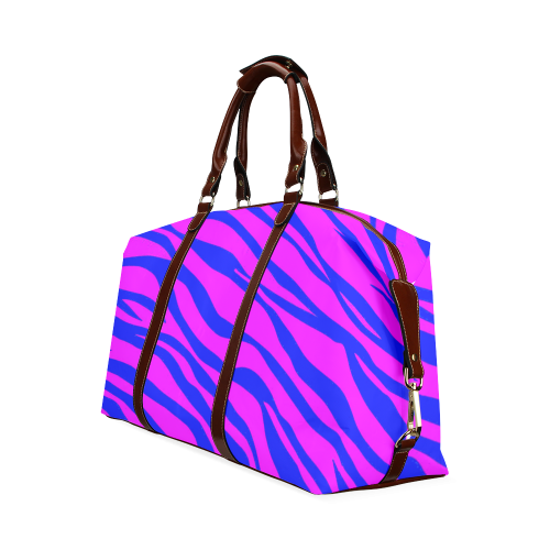 Hot Pink Blue Zebra Stripes Classic Travel Bag (Model 1643)